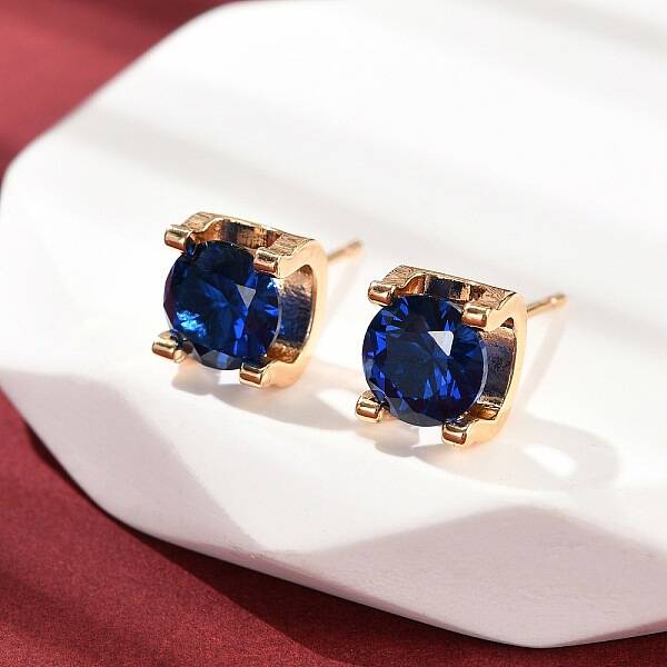 Square Brass Micro Pave Cubic Zirconin Stud Earrings