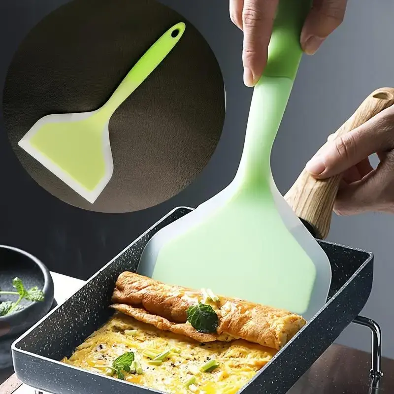 Non-Stick Silicone Spatula for Omelets, Pancakes & Pizza, Durable Heat-Resistant Kitchen Tool, Ideal for Frying & Grilling (n...