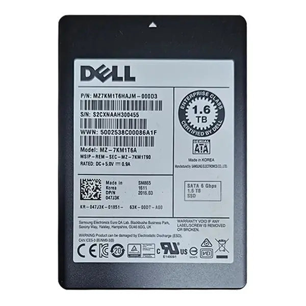 47J3K Dell 1.6TB Multi-Level Cell SATA 6Gb/s Hot-Pluggable 2.5-Inch Solid State Drive for PowerEdge Servers