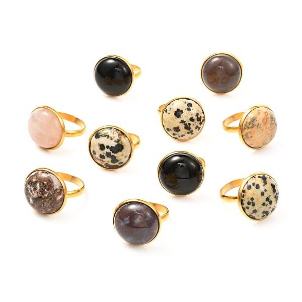 Half Round Mixed Gemstone Ring for Girl Women