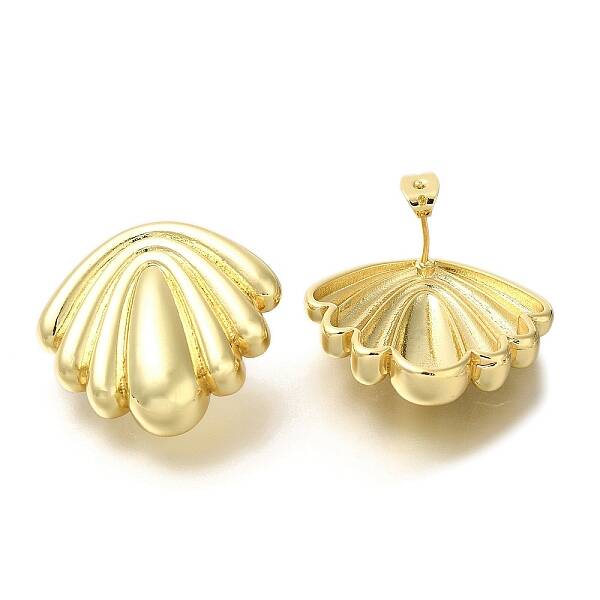 Rack Plating Shell Shape Brass Stud Earrrings