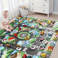 City Traffic Play Mat, Large Non-woven Game Pad, Waterproof Moisture-proof Interactive Road Map for Kids Playing with Toy Car...