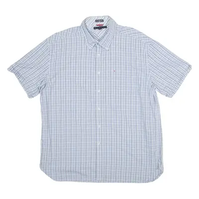 TOMMY HILFIGER 80's Ply Mens Shirt Blue Check XL
