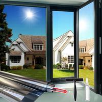 One Way Window Privacy Film Reflective Mirror Home Window Tint, Daytime Privacy Heat Control Anti UV Glass Tint (Silver, 17.5...