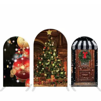 Shop Tree Lantern Merry Christmas Arch Backdrop Kit - Aperturee