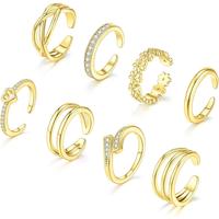 8 Pcs Toe Rings for Women Gold Silver Toe Ring Non Tarnish Simple Open Adjustable Band Toe Rings Set Beach Foot Jewelry for S...