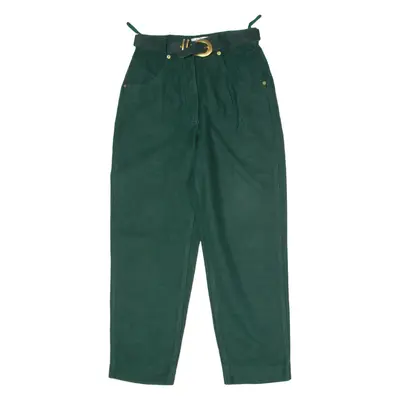 SEPARA Womens Flannel Trousers Green Slim Straight W26 L26