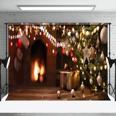 Aperturee Abstract Bokeh Lights Wood Floor Christmas Backdrop
