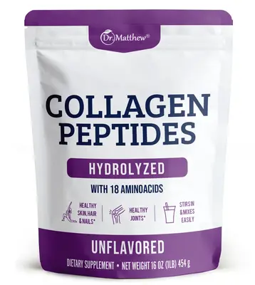 Hydrolyzed Collagen Peptides Powder - Unflavored & Grass Fed Protein Supplement for Hair, Skin, Joints - Non-GMO, Type 1 and ...