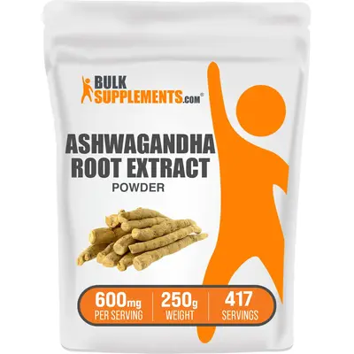 BulkSupplements - Ashwagandha Root Extract Powder - Improve Sleep Quality - Stress Relief - 100g-1kg - 600mg Per Serving