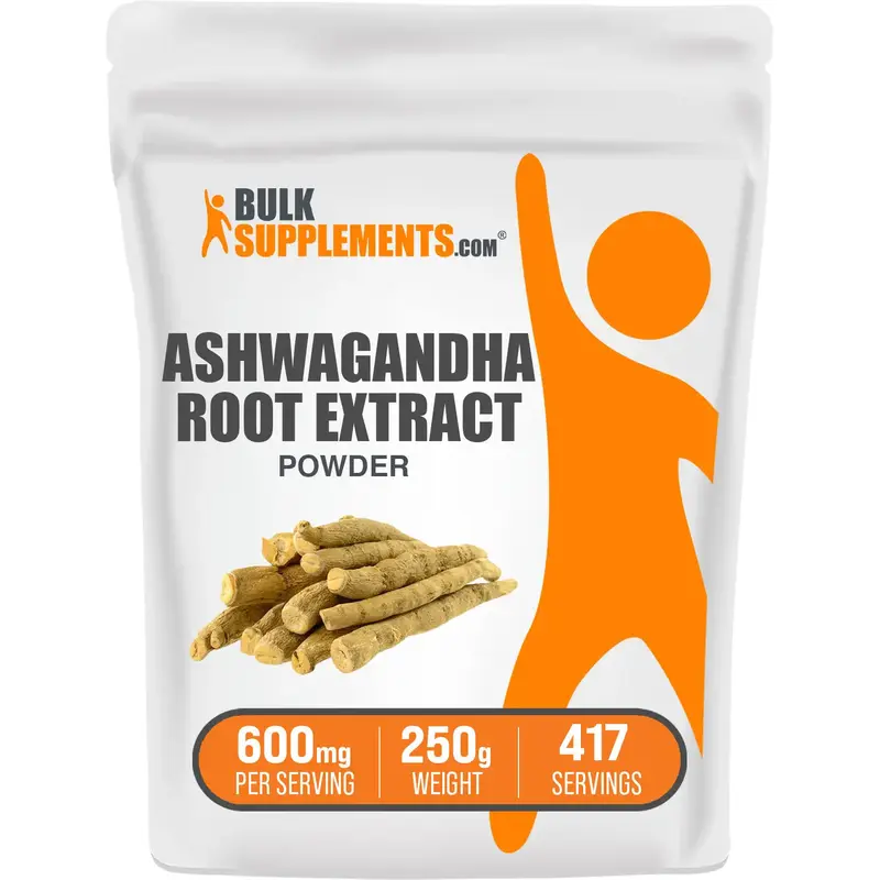 BulkSupplements - Ashwagandha Root Extract Powder - Improve Sleep Quality - Stress Relief - 100g-1kg - 600mg Per Serving