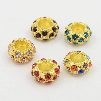 Alloy Rhinestone European Beads