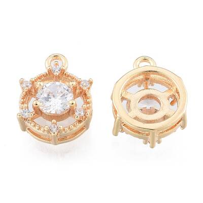 Brass Micro Pave Clear Cubic Zirconia Charms