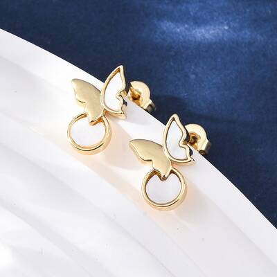 Butterfly Brass Shell Stud Earrings