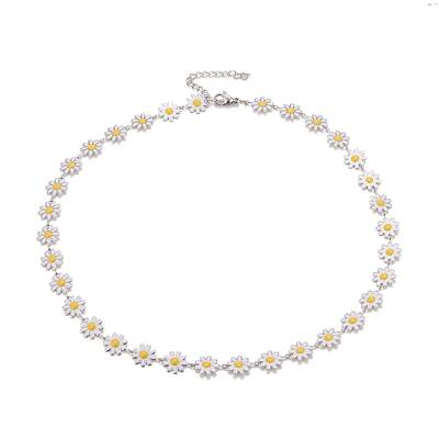 Enamel Daisy Link Chain Necklace