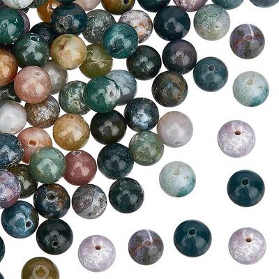 2 Strands Round Natural Indian Agate Beads Strands