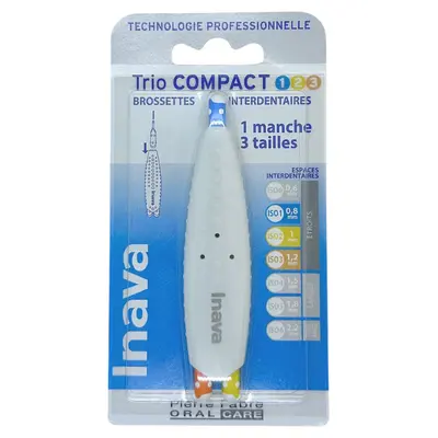 Inava Trio Compact ISO 1/2/3 - 1 Trio Handle + 3 Interdental Brushes