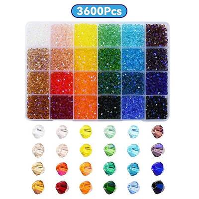 3600Pcs 24 Colors Transparent Electroplate Glass Beads