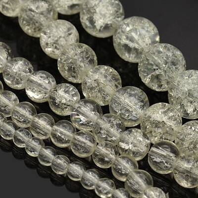 Mixed Crackle Glass Round Beads