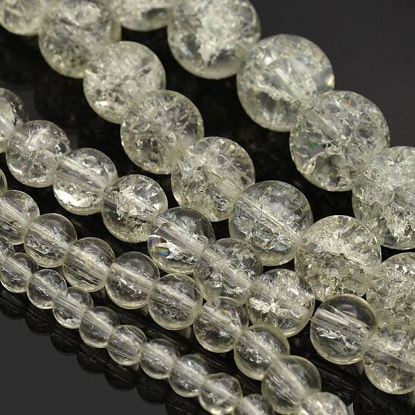 Mixed Crackle Glass Round Beads