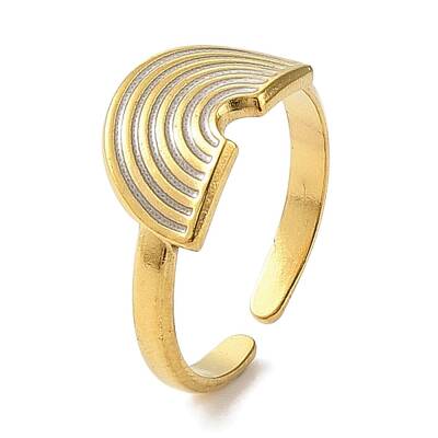 304 Stainless Steel Enamel Open Cuff Rings for Women