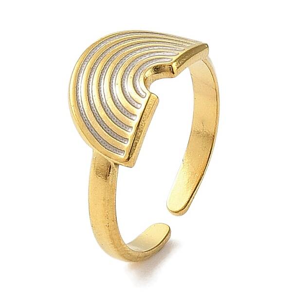 304 Stainless Steel Enamel Open Cuff Rings for Women