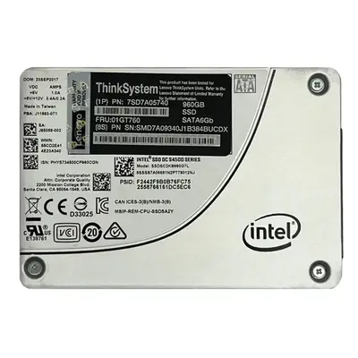 01GT760 Lenovo 960GB TLC SATA 6GB/s Hot Swap 2.5-Inch Internal Solid State Drive