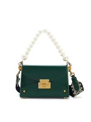 Smting Pearl Chain Box Bag with Time Lock
