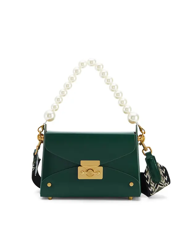 Smting Pearl Chain Box Bag with Time Lock