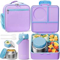 Fimibuke Leakproof Bento Lunch Box with 8.5oz Insulated Food Jar, Utensils & Sauce Container – BPA-Free, Dishwasher Safe, 3...