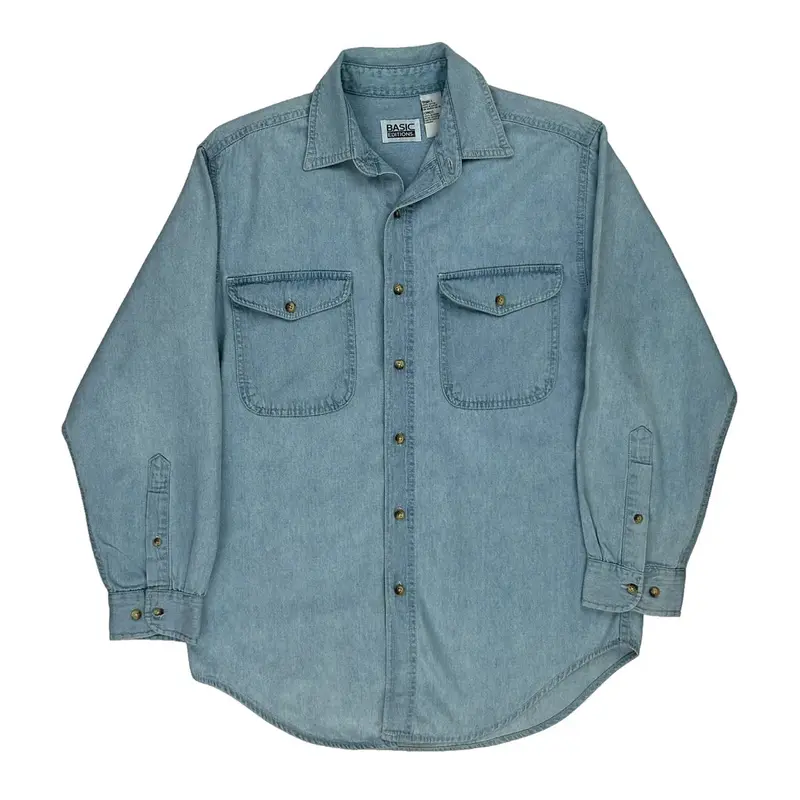 Basic Editions Denim Shirt - Small Light Wash Cotton