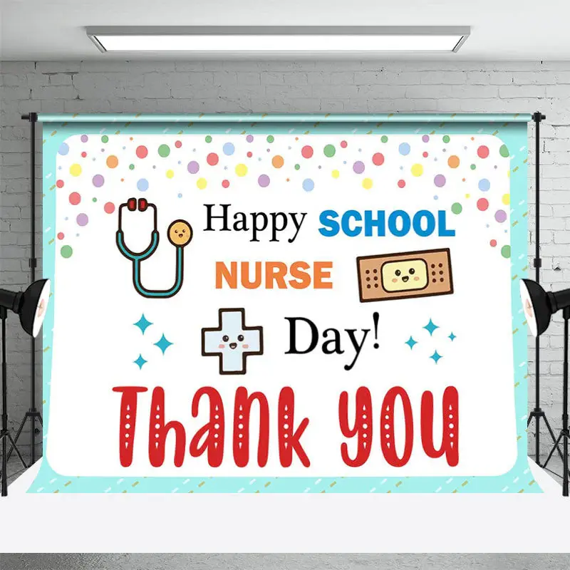 Happy School Nurse Day White Thank You Backdrop - Aperturee