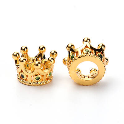 Brass Micro Pave Cubic Zirconia European Beads