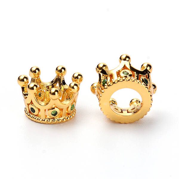 Brass Micro Pave Cubic Zirconia European Beads