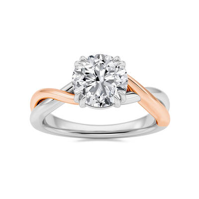 TrueTwo Tone Twisted Shank Round Lab Grown Diamond Engagement Ring | Rose-White Gold 1 - 4 CT. TW.
