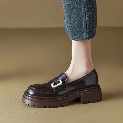 CHIKO Shakima Round Toe Block Heels Loafers Shoes