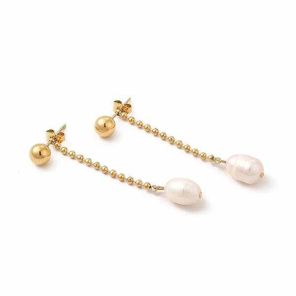 Ion Plating(IP) 304 Stainless Steel Ball Chain Stud Earrings