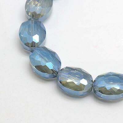 Faceted Electroplate Crystal Glass Oval Beads Strands