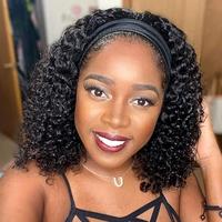 Bling Hair Headband Wig Deep Wave Human Hair Headband Wig Curly hair Glueless Human Hair Wigs Machine Made No Lace deep Curly...