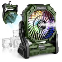 Odoland Portable Misting Fan, 10400mAh Camping Fan with RGB Light & 250mL Water Tank, Battery Operated Rechargeable Mister Te...
