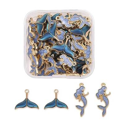 50Pcs 2 Style Alloy Enamel Pendants