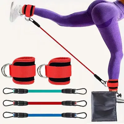 Ankle Strap Resistance Bands Hip Leg Strength Pull Rope Fitness Elastic Training Home Yoga Pilate Crossfit Workout Gym Equipm...
