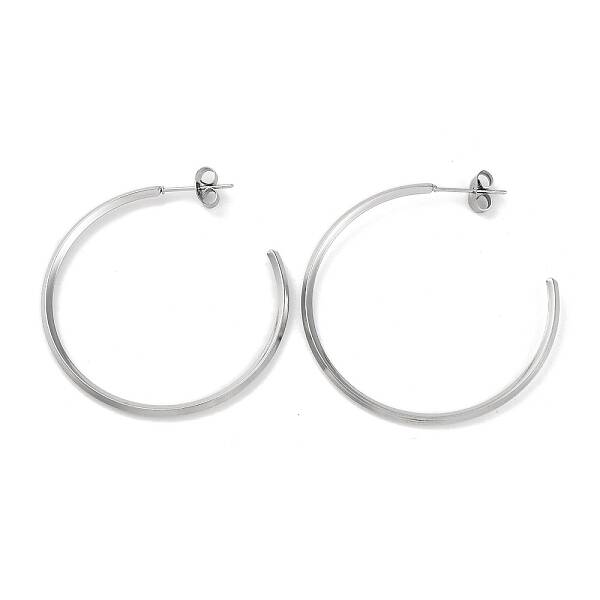 304 Stainless Steel Ring Stud Earrings