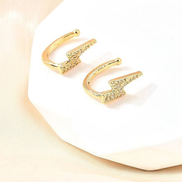 Brass Micro Pave Clear Cubic Zirconia Cuff Earrings