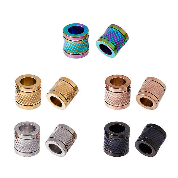 10Pcs 5 Colors 304 Stainless Steel Glazed European Beads