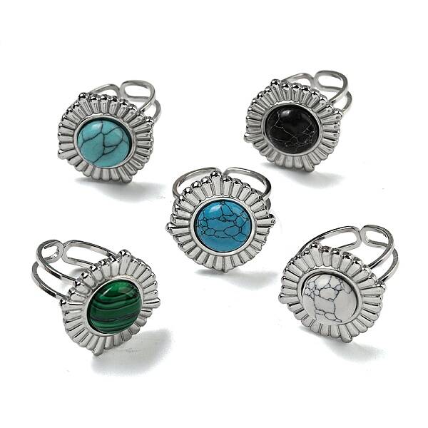 Flat Round 304 Stainless Steel Open Cuff Rings