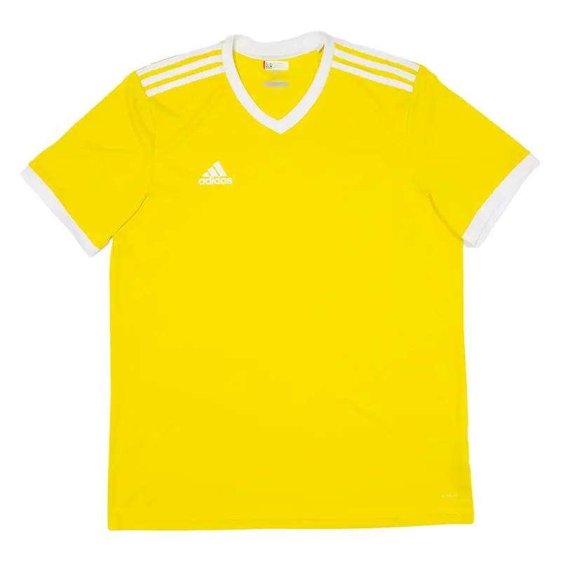 ADIDAS Mens T-Shirt Yellow V-Neck XL