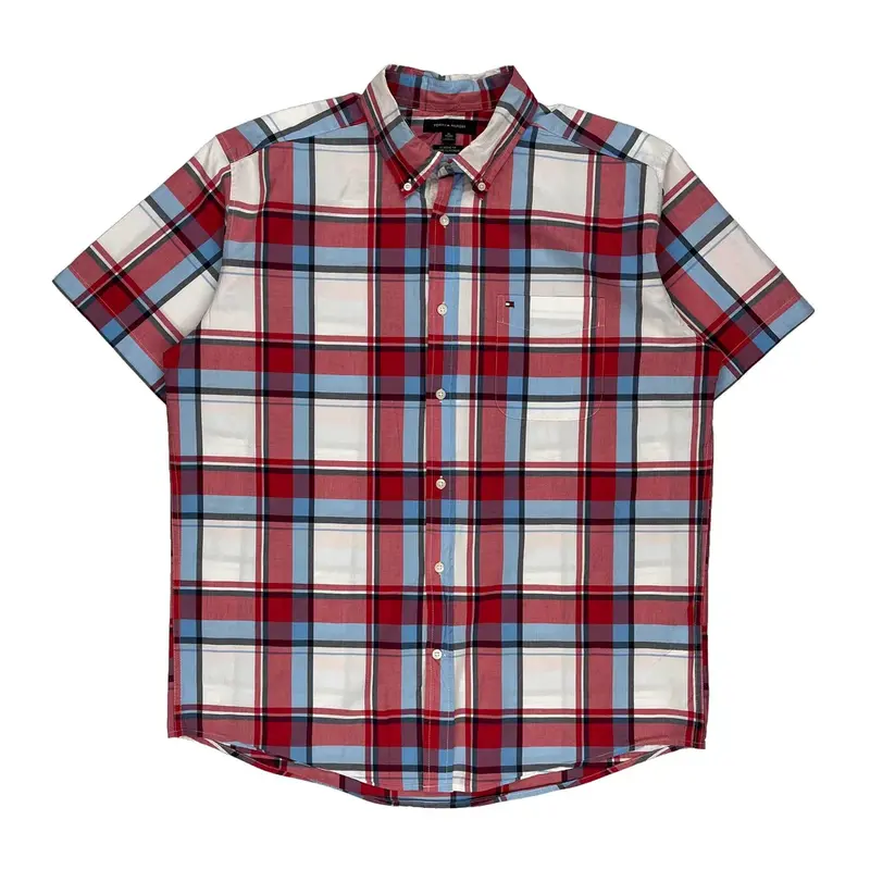 Tommy Hilfiger Checked Short Sleeve Shirt - XL Red Cotton | Size: x-large