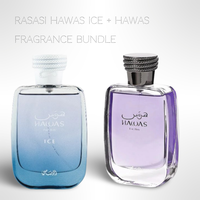 Rasasi Hawas Ice + Hawas 100ml (3.4 Fl oz) Long Lasting Perfume - Value Bundle - Fragrance Gift Bundle Men's Hawas niche  fra...
