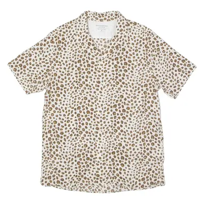 BANANA REPUBLIC Luxe Poplin Slim Fit Mens Shirt Brown Animal Print M